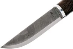 Autine Damascus Bushcraft, Wengé, Damask, Brown RH Sheath, Bushcraft Knife -Knife Sale Shop AT BUS WNG DAM 03 autine at bus wng dam 03