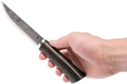 Autine Damascus Bushcraft, Wengé, Damask, Brown RH Sheath, Bushcraft Knife -Knife Sale Shop AT BUS WNG DAM 06 autine at bus wng dam 06