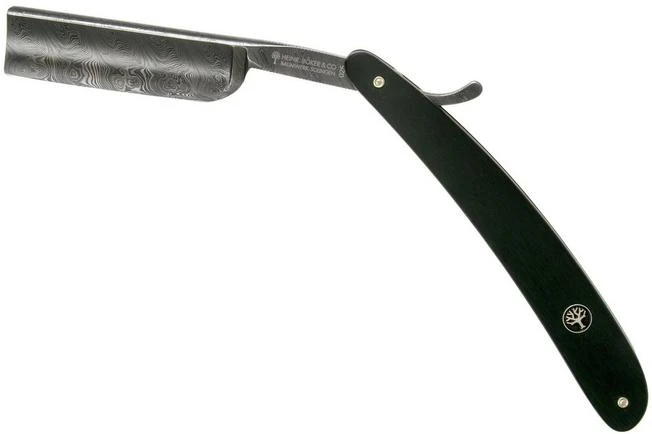 Böker Manufaktur Ebony Damascus Straight Razor 140609DAM 1 Böker Manufaktur Ebony Damascus Straight Razor 140609DAM