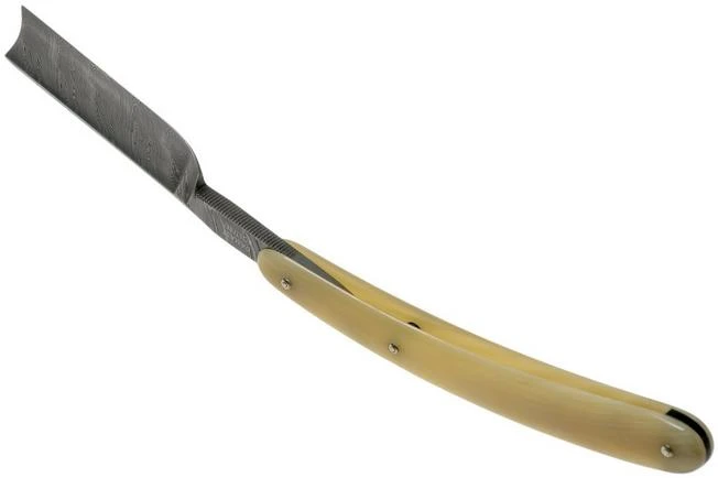 Böker Manufaktur Damascus Horn Straight Razor 140623DAM 4 Böker Manufaktur Damascus Horn Straight Razor 140623DAM - Image 4