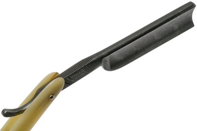 Böker Manufaktur Damascus Horn Straight Razor 140623DAM 5 Böker Manufaktur Damascus Horn Straight Razor 140623DAM - Image 5