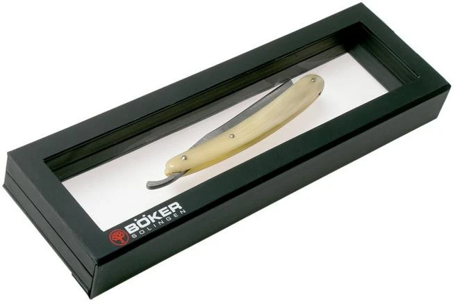 Böker Manufaktur Damascus Horn Straight Razor 140623DAM 7 Böker Manufaktur Damascus Horn Straight Razor 140623DAM - Image 7