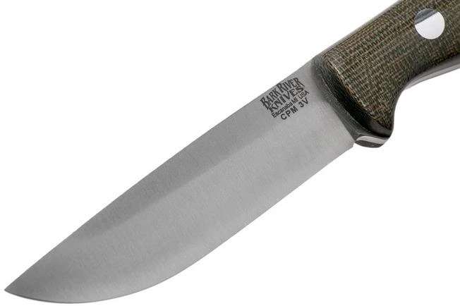 Bark River Bravo EDC CPM 3V Rampless, Green Canvas Micarta Bushcraft Knife 3 Bark River Bravo EDC CPM 3V Rampless, Green Canvas Micarta Bushcraft Knife - Image 3
