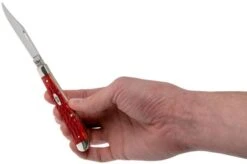 Case Slimline Trapper Dark Red Bone, Standard Jig, 06982, 61048 CV Pocket Knife -Knife Sale Shop CE06982 07 case