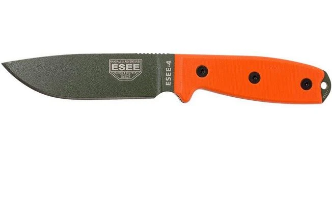 ESEE Model 4 OD Blade, Orange Handle 4P-OD With Sheath + Clip 1 ESEE Model 4 OD Blade, Orange Handle 4P-OD With Sheath + Clip