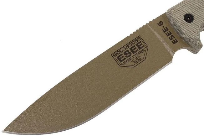 ESEE Model 6 Desert Tan Blade 6P-DE Survival Knife With Black Sheath + Belt Clip 3 ESEE Model 6 Desert Tan Blade 6P-DE Survival Knife With Black Sheath + Belt Clip - Image 3