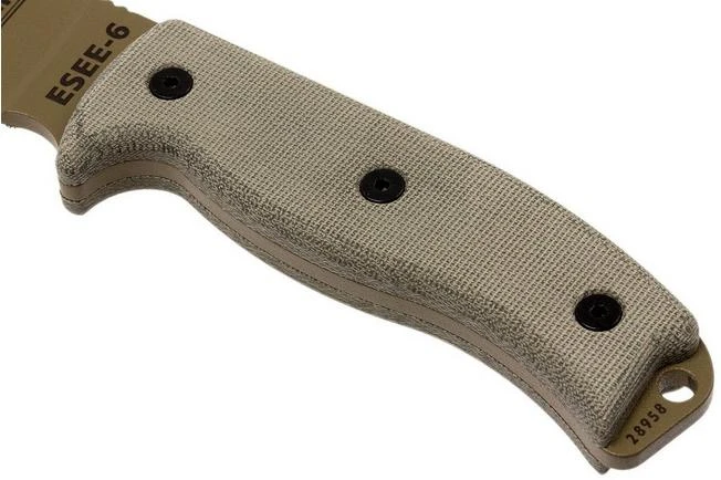 ESEE Model 6 Desert Tan Blade 6P-DE Survival Knife With Black Sheath + Belt Clip 4 ESEE Model 6 Desert Tan Blade 6P-DE Survival Knife With Black Sheath + Belt Clip - Image 4