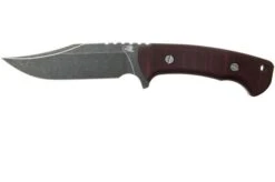 Rick Hinderer Ranch Bowie Burgundy Canvas Micarta, Battle Black, Bowie Knife