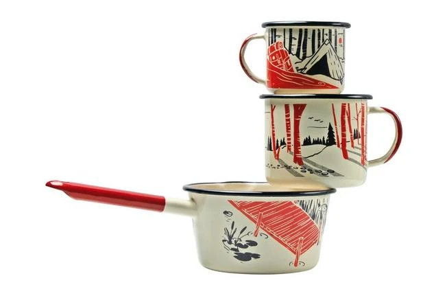 Knivesandtools Enamel Set E-SET-01, Mugs 8 Cm, 10 Cm & Saucepan 14 Cm, Enamel Crockery 2 Knivesandtools Enamel Set E-SET-01, Mugs 8 Cm, 10 Cm & Saucepan 14 Cm, Enamel Crockery - Image 2