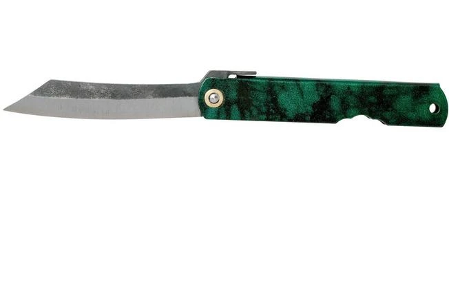 Higonokami Pocket Knife 7.3 Cm HIGOCJB, Blue Paper Steel, Jade Black Green Glitter Enamel 1 Higonokami Pocket Knife 7.3 Cm HIGOCJB, Blue Paper Steel, Jade Black Green Glitter Enamel