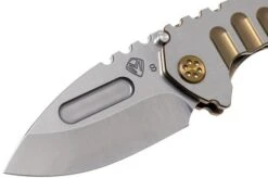 Medford Praetorian Genesis T S35VN, Tumbled Droppoint Blade, Bronze Handle Silver Flats, Bronze Hardware Pocket Knife -Knife Sale Shop MF 21 GNT 02 03 medford