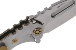 Medford Praetorian Genesis T S35VN, Tumbled Droppoint Blade, Bronze Handle Silver Flats, Bronze Hardware Pocket Knife -Knife Sale Shop MF 21 GNT 02 06 medford