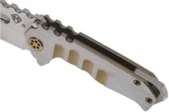 Medford Praetorian Genesis T S35VN, Tumbled Droppoint Blade, Bronze Handle Silver Flats, Bronze Hardware Pocket Knife -Knife Sale Shop MF 21 GNT 02 07 medford