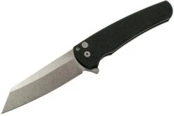 Pro-Tech Malibu 5205 Stonewashed 20CV Reverse Tanto, Black Textured Aluminum Pocket Knife -Knife Sale Shop PH5205 08 protech